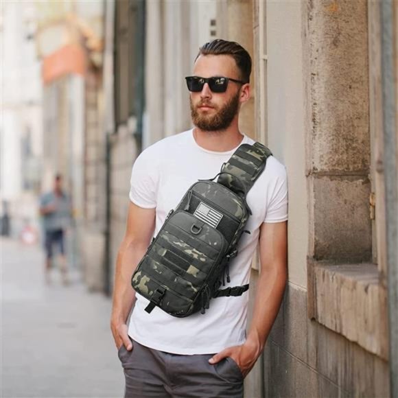 Bag Tactical Sling Bag Backpack Molle Chest Shoulder Assault Pack Rectangular - Picture 4 of 6